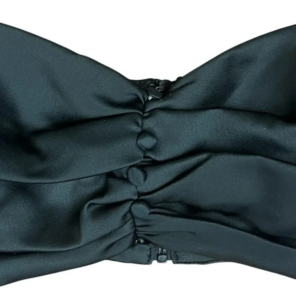 House of CB Jana Black Satin Puff Balloon Sleeve Witchy Dark Romantic Size Large